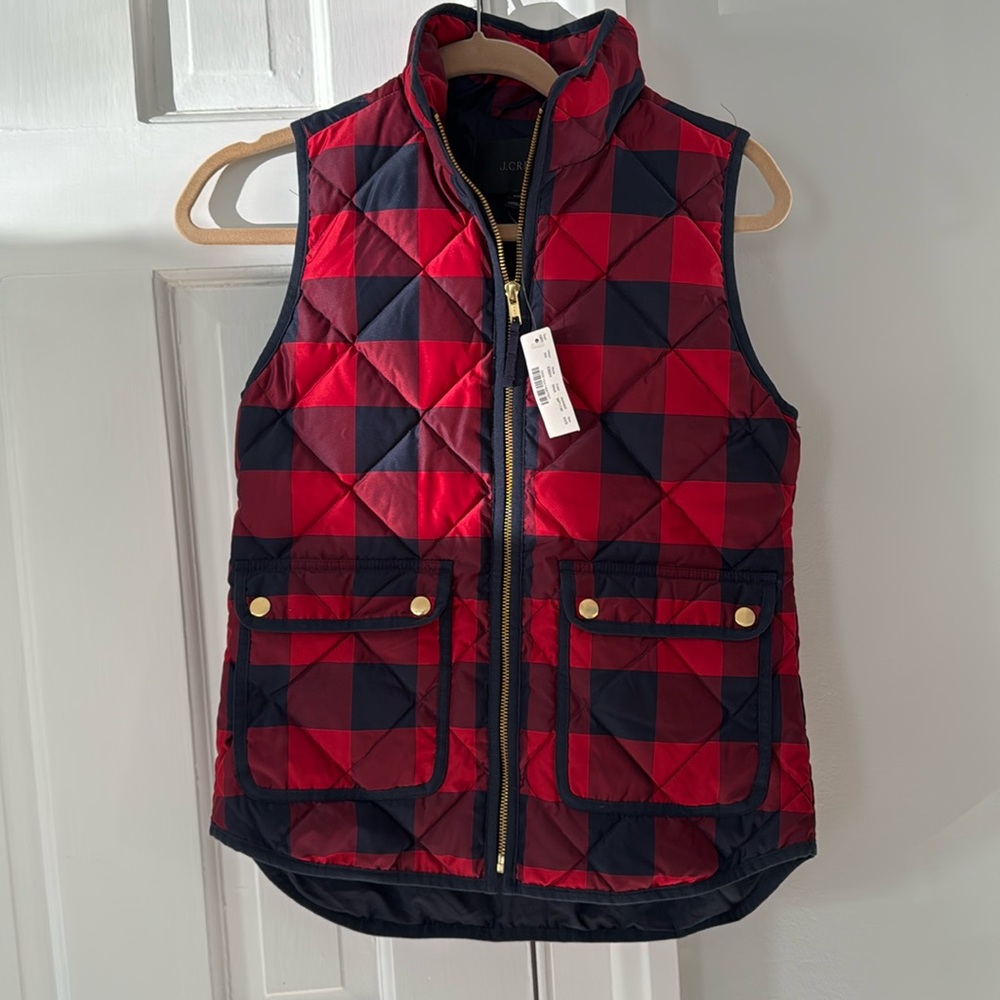 J crew plaid quilted vest